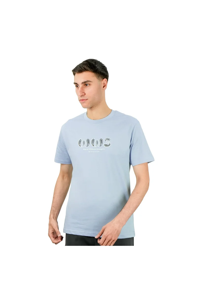 GIORDANO Men's Blue WWS Print Tee